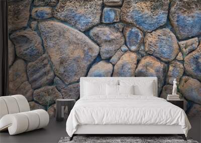 Orange, Tan, and Blue Toned Pumice and Lava Rock Wall in Hawaii. Wall mural