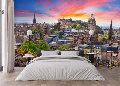 Edinburgh castle, Scotland at sunset Wall mural