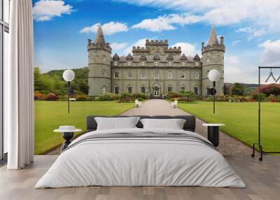 Inveraray castle and garden with blue sky, Inveraray,Scotland Wall mural