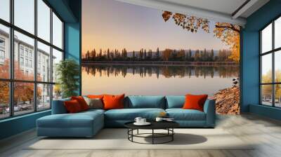 Lake at autumn with tree, Jursky Sur Wall mural