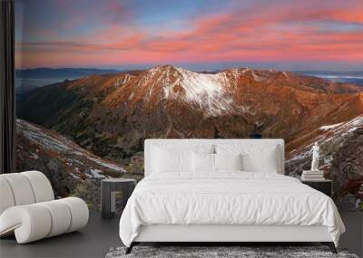 Mountain sunrise landscape panorama, Slovakia Wall mural