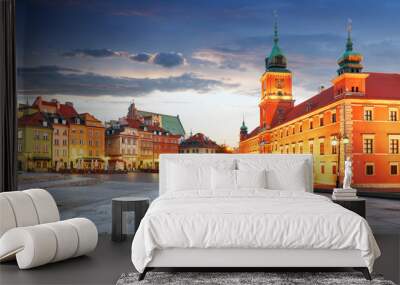 Panorama of Warsaw old town, Poland Wall mural