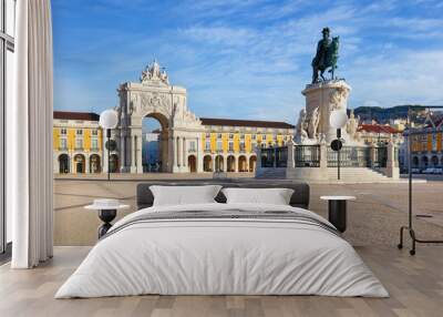 Rua Augusta Arch is a triumphal, historical building  in Lisbon on Commerce Square, Portugal Wall mural