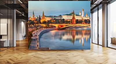 Russia - Moscow city at night with Kremlin Wall mural