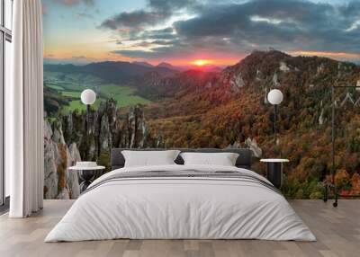 slovakia mountain forest landscape at autumn, sulov Wall mural