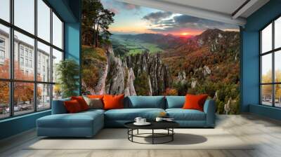 Slovakia mountain forest landscape at Autumn, Sulov Wall mural