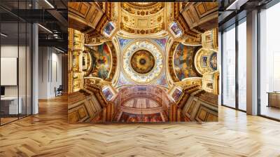 St Petersburg, Russia - August 5, 2018. Interior of the St Isaac Cathedral in St Petersburg, Russia. Inside view of beautiful interior decorations Wall mural