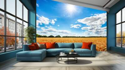 Sunny wheat field Wall mural