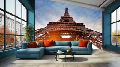 sunrise in paris, with eiffel tower Wall mural