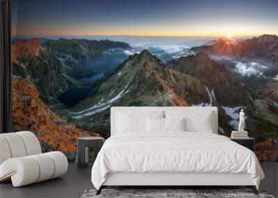 Sunset on mountain, Tatras Wall mural