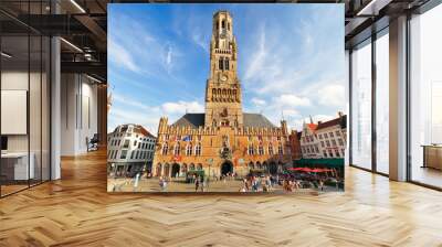 The Belfry Tower, aka Belfort, of Bruges, medieval bell tower in the historical centre of Bruges, Belgium. Wall mural