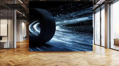 Dynamic Tire in Motion with Long Exposure Effect Wall mural