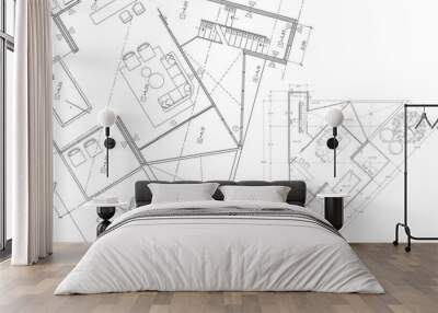 Floor plan designed building on the drawing. Wall mural