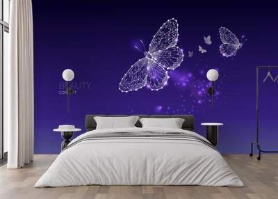 Abstract vector illustration of butterfly moving. Wall mural