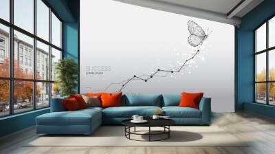 Abstract vector illustration of butterfly moving. Wall mural