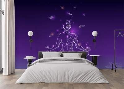 The particles, polygonal, geometric art - Yoga Wall mural