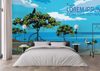 Mangrove trees and marine animal habitats Wall mural