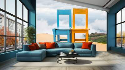 Yellow blue chairs Wall mural