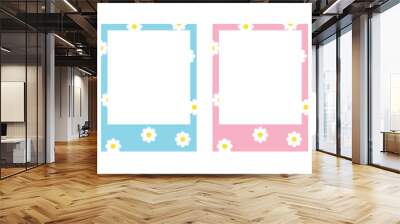 A cute style photo frame set with a colorful background and a daisy flower pattern combination. Wall mural