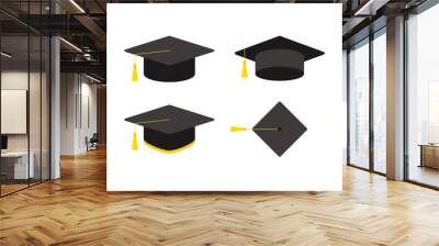 An illustration collection of bachelor cap icons used in elementary, high school, university, and graduation ceremonies. Wall mural