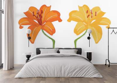 Hand drawn illustration painting of white Lily flower. The Lily flower is often used in gift bouquets. Wall mural