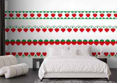 Heart shape border line illustration set. Wall mural