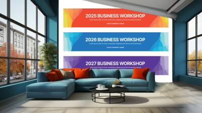 Set of business banner design templates in modern, geometry, abstract shape pattern style for schools, companies, workshops, events and conference.  Wall mural