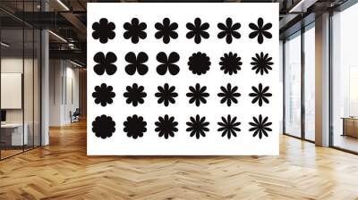 Set of various flower shape silhouette icons. Wall mural