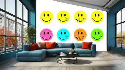 Smiley emoticon icon set of laughing people faces Wall mural