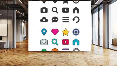 SNS social network web and app icon set. Media, internet UI icons collection. Wall mural