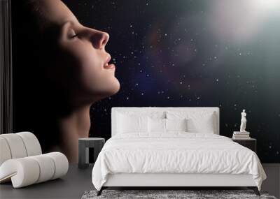 dreaming woman profile Wall mural