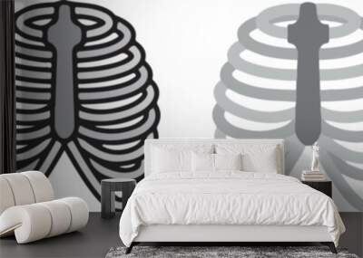 human anatomy. Rib Cage icon with 4 different styles. Wall mural