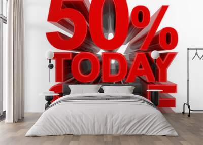 50% TODAY SALE word on white background 3d rendering Wall mural