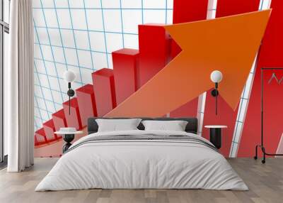 Business graph and chart 3d rendering Wall mural