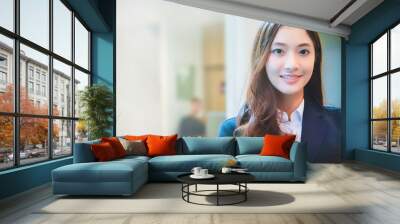 Asian business women smiling happy for working Wall mural