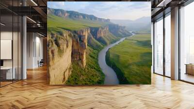 Majestic canyon carved by a millennia old river showcasing the sculpting power of water on the landscape through stunning natural erosion and geological formations Wall mural