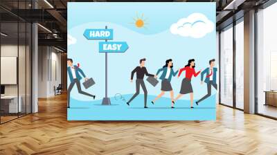 businesspeople easy career path with many enthusiasts Wall mural