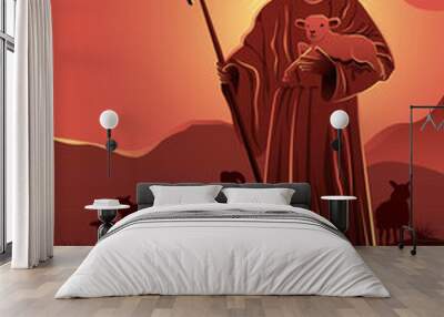 Jesus is a good sheperd vector illustration Wall mural