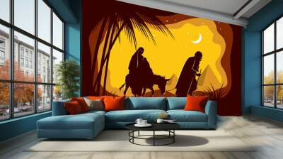 Mary and joseph, journey to bethlehem Wall mural