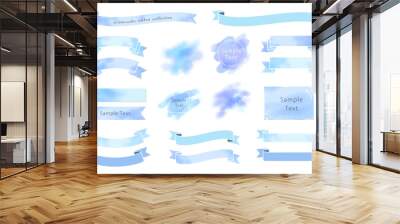 Collection of watercolor-like frames and banners  (blue) Wall mural