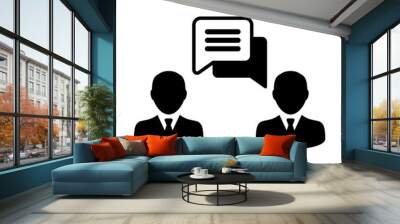 Speech icon vector male person profile avatar with chat bubble symbol for discussion and information in flat color glyph pictogram illustration Wall mural