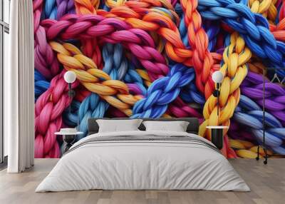 Detailed shot of colorful rope Wall mural