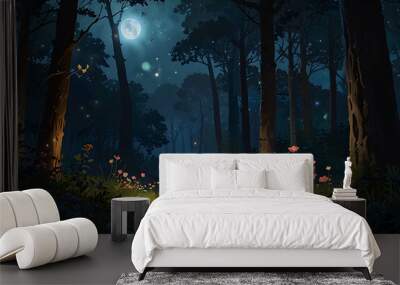 beautiful view of the forest at night Wall mural