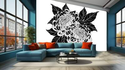 chrysanthemum vector on white background.chrysanthemum flower by hand drawing.chrysanthemum vector o Wall mural