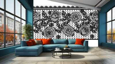 Rose lace by hand drawing.Beautiful flower on brown background.Rose lace art highly detailed in line art style.Flower tattoo on vintage paper. Wall mural