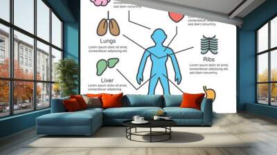 human anatomy outline infographics Wall mural