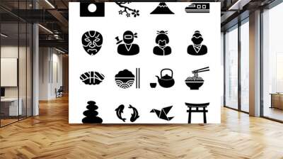 japanese solid icons Wall mural