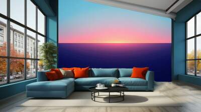 A beautiful sunrise over a still body of water. Wall mural