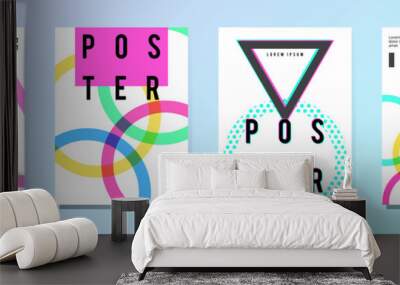 Set of modern poster, flyer, brochure in colorful geometric style with abstract elements. Template design layout. Wall mural