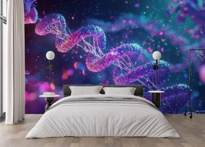 Macro view of CRISPR Cas9 gene editing process Wall mural